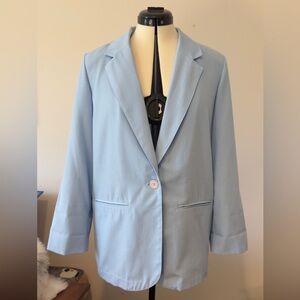 Vintage Pastel Blazer Light Blue Workwear Jacket Size 10